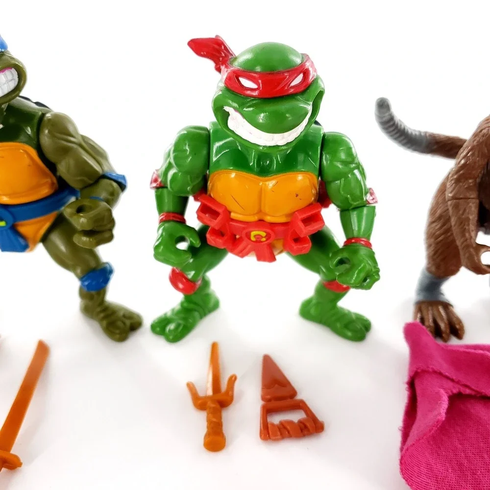 Vtg Teenage Mutant Ninja Turtles TMNT Figures Lot Of 3 Leo, Ralph, Splinter